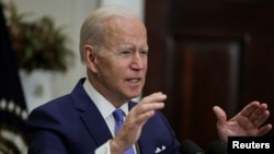 U.S. President Joe Biden announces additional military aid for Ukraine in speech at the White House in Washington