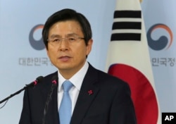 FILE - South Korea's acting president, Prime Minister Hwang Kyo-ahn.