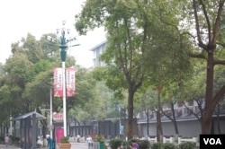 芷江街上路灯柱上的标语（美国之音林森拍摄）