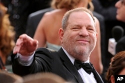 FILE - Harvey Weinstein arrives at the Oscars at the Dolby Theatre in Los Angeles, Feb. 22, 2015.
