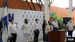 El acto de firma de los estatutos de la Coalición Nacional opositora de Nicaragua el 25 de junio de 2020.