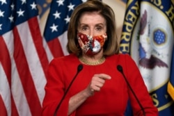 FILE - House Speaker Nancy Pelosi, D-Calif., speaks during her weekly briefing, Dec. 4, 2020, on Capitol Hill in Washington.
