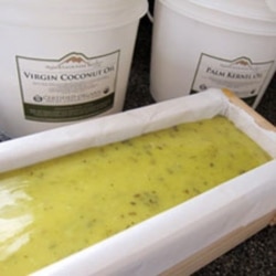 Once the soap has reached trace, it is poured into molds to harden and dry out