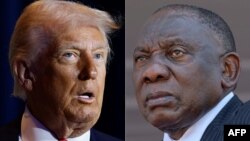 Le président américain Donald Trump (à g.) et son homologue sud-africains Cyril Ramaphosa.