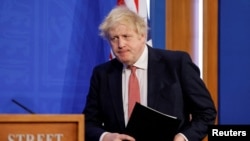 Waziri Mkuu wa Uingereza Boris Johnson mara baada ya kuelezea kuondoa masharti ya COVID huko London