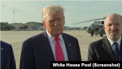 رئیس جمهور ترمپ در حاشیه نشست اقتصادی و تکنالوژی در ایالت پنسلونیا در حال صحبت با خبرنگاران