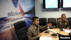 Immigration chief Maj-Gen Surachate Hakparn address media at Suvarnabhumi Airport where Rahaf Mohammed al-Qunun has barricaded herself inside a hotel room in Bangkok, Jan. 7, 2019.