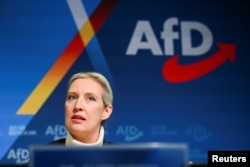 FILE - Alice Weidel, co-leader of the Alternative for Germany Party, attends a press conference in Berlin on Dec. 7, 2024.