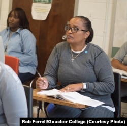 A GPEP student in class at Maryland Correctional Institution for Women. (Courtesy Rob Ferrell / Goucher College)