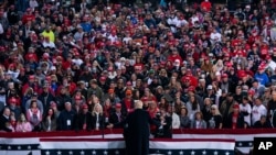 President Donald Trump speaks during a campaign rally at Pickaway Agricultural and Event Center, Saturday, Oct. 24, 2020, in Circleville, Ohio. (AP Photo/Evan Vucci)