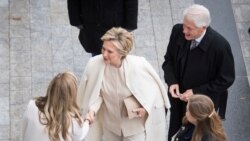 Former Secretary of State Hillary Clinton and former President Bill Clinton arrive prior to the inauguration for Donald Trump as 45th U.S. president in Washington, D.C., Jan. 20, 2017.
