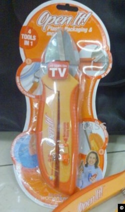 An example of blister packs. These shears can be used to open plastic blister packs. Once you get them out of the blister pack.