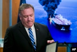 AQSh Davlat kotibi Mayk Pompeo hujumga uchragan tankerlar bo'yicha bayonot berdi. 13-iyun, 2019
