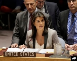 Nikki Haley tokom govora u UN 2018. godine