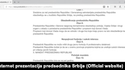 Član 9 iz Zakona o predsedniku (Foto: zvanična internet prezentacija predsednika Srbije)