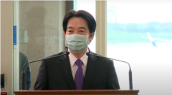 台湾副总统赖清德2022年1月25日启程前往洪都拉斯前发表讲话（台湾总统府视频截图）