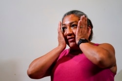 Olivia Ponce speaks during an interview with The Associated Press in Philadelphia, Wednesday, Oct. 6, 2021. (AP Photo/Matt Rourke)