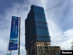 FILE - A Chinese Blue bay resort under construction is seen at the Preah Sihanoukville province, Cambodia, Nov. 26, 2017.