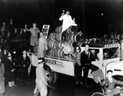 FILE: A truck carries a load of beer kegs in a beer parade and demonstration held in Newark, N.J., Oct. 28, 1932. More than 20,000 people took part in the mass demand for repeal of the 18th Amendment to the Constitution. (AP Photo)