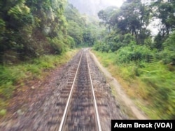 A narrow gauge railroad connects Ollantaytambo to Aguas Calientes.