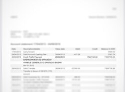 Bankovni izvadak Al Energy Transmission koji prikazuje uplatu od Energoinvesta.