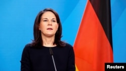German Foreign Minister Annalena Baerbock comments on the situation in Syria, in Berlin