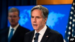 美國國務卿布林肯7月12日在華盛頓的一次活動上講話.