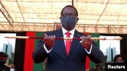 FILE - Lazarus Chakwera is shown at his inauguration as Malawi's president in Lilongwe, July 6, 2020. 