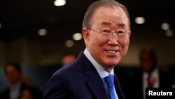 FILE - Former United Nations Secretary General Ban Ki-moon in New York, September 24, 2019.