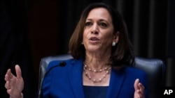 Sen. Kamala Harris, D-Calif., asks a question during a Senate Judiciary Committee hearing on police use of force and community relations on on Capitol Hill, June 16, 2020 in Washington.