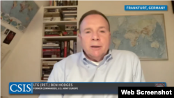 벤 호지스 전 유럽주둔 미군 사령관이 2025년 2월 20일 미 전략국제문제연구소 (CSIS)에서 열린 우크라이나 전쟁의 최신 전술에 대한 토론에서 발언하고 있다. . 출처 = CSIS 웹사이트 스크린샷.