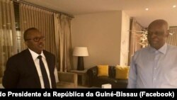 Úmaro Sissoco Embaló, Presidente guineense, e José Eduardo dos Santos, antigo Presidente angolano, 30 Ooutubro 2020