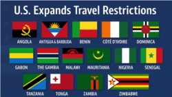 미국의 입국 제한 조치에 따라 추가로 입국이 금지된 15개 국가.