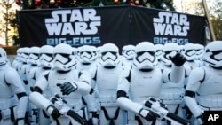 FILE - Over 100 JAKKS BIG-FIGS Stormtrooper action figures are seen as a part of an installation at The Americana at Brand for the opening of Star Wars: The Force Awakens, in Glendale, Calif., Dec. 17. 
