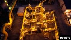 FILE - Pipelines in Turkish steel manufacturer ISDEMIR's plant is seen in this picture in Iskenderun in Hatay province.