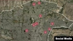 مراکز فرماندهی نیروی قدس سپاه پاسداران در اطراف تهران که اسرائیل می‌گوید آنها را هدف قرار داده است - منبع: ارتش اسرائيل