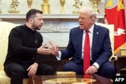 Ukrainian President Volodymyr Zelenskyy, left, meets with U.S. President Donald Trump in the Oval Office of the White House in Washington, Feb. 28, 2025.