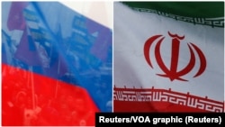 Zastave Rusije i Irana (Foto: Reuters/VOA graphic)