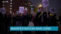 Manifestan Pwoteste Kont Viktwa Elektoral Trump la Devan Anbasad Etazini nan Lond 