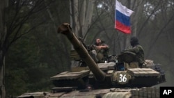 Rossiyaga moyil bo'lginchilar. Donetsk, 21-iyul, 2014-yil.