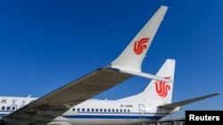 中國國航的波音737 MAX飛機停在北京的機場（路透2019年3月11日）