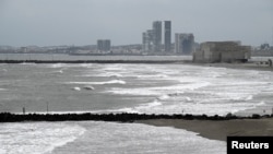 FILE - Waves crash on the shore of the Gulf of Mexico in Boca del Rio, Veracruz state, Mexico, Jan. 21, 2025. Following action by U.S. President Donald Trump and the Interior Department, Google Maps will rename the Gulf of Mexico to the Gulf of America for U.S. users.