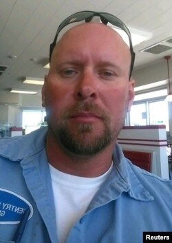 Aaron James of Hot Springs, Arkansas, who survived a deadly 7,200-volt electric shock while working as a lineman in June 2021 and later underwent the world’s first whole-eye transplant, poses before his accident in an undated family-provided photograph.