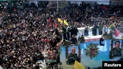 General Qosim Sulaymoniyning dafn marosimi, Kerman, Eron, 2020-yil, 7-yanvar