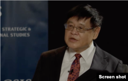 北京大學國際戰略研究院院長王緝思2月22日在美國智庫戰略與國際研究中心CSIS的一場討論會上 （CSIS會議視頻截圖）