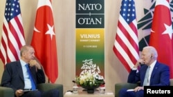 U.S. President Joe Biden meets with Turkish President Tayyip Erdogan at the NATO summit in Vilnius