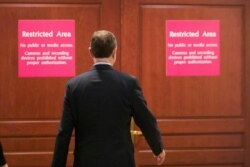 House Intelligence Committee Chairman Adam Schiff arrives for meeting with former U.S. ambassador to Ukraine Marie Yovanovitch, on Capitol Hill, Oct. 11, 2019, in Washington.
