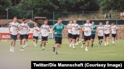 La sélection allemande lors d’une séance d’entrainement, 7 juin 2018. (Twitter/Die Mannschaft)