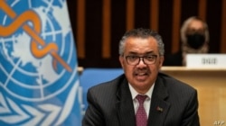 El director general de la OMS, Tedros Adhanom Ghebreyesus, habla durante la Asamblea Mundial de la Salud en Ginebra, el 24 de mayo de 2021.