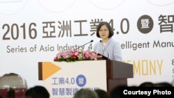 蔡英文在“2016台灣機器人與智慧化自動展”上致開幕辭 (台灣總統府提供)